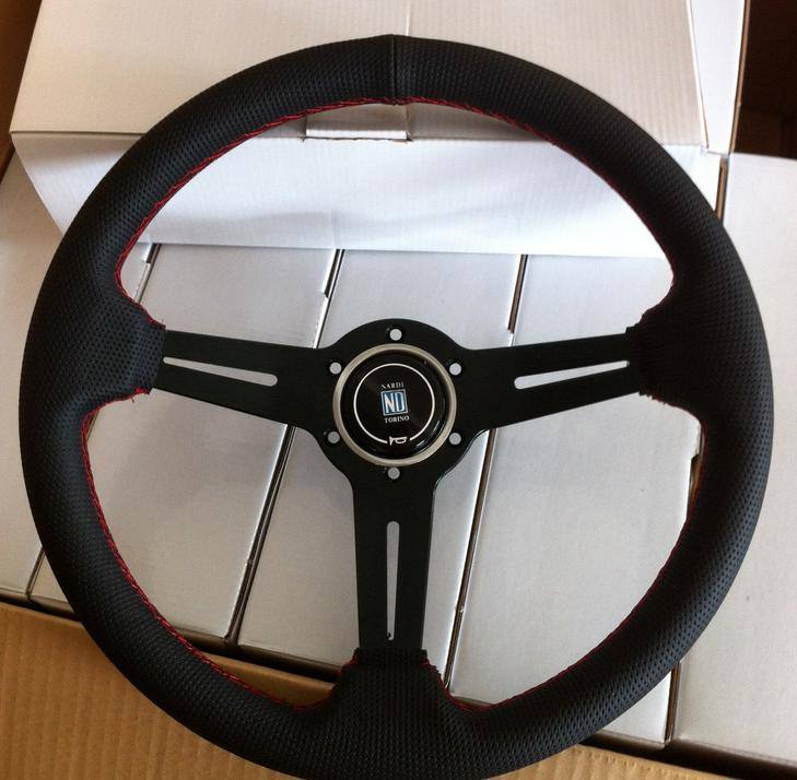Nardi改裝方向盤 14寸賽車方向盤 leather/黑色支架方向盤