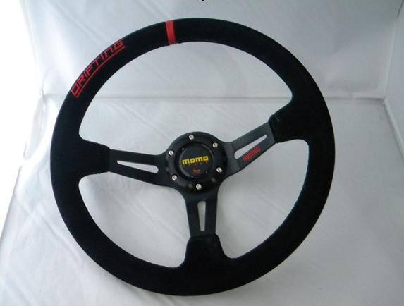 MOMO方向盤 14英寸絨皮/PVC方向盤 賽車改裝方向盤
