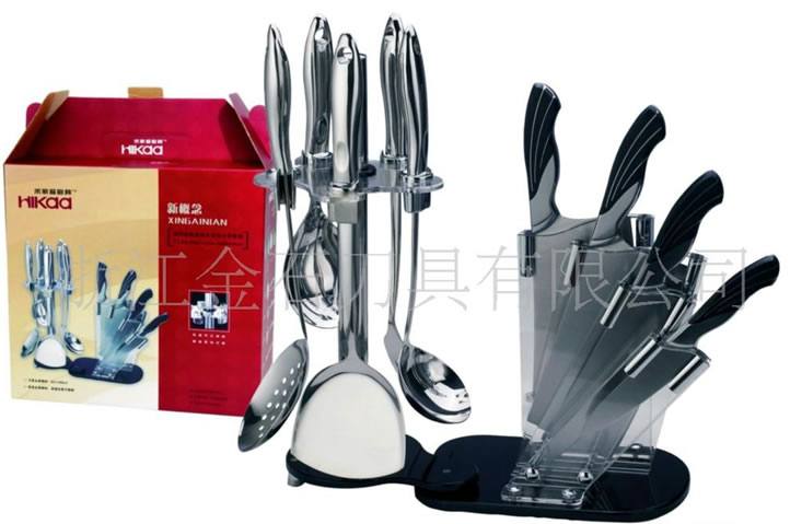 供應(yīng)內(nèi)貿(mào)廚房刀十件套，4CR13鋼材，頂級廚房配置