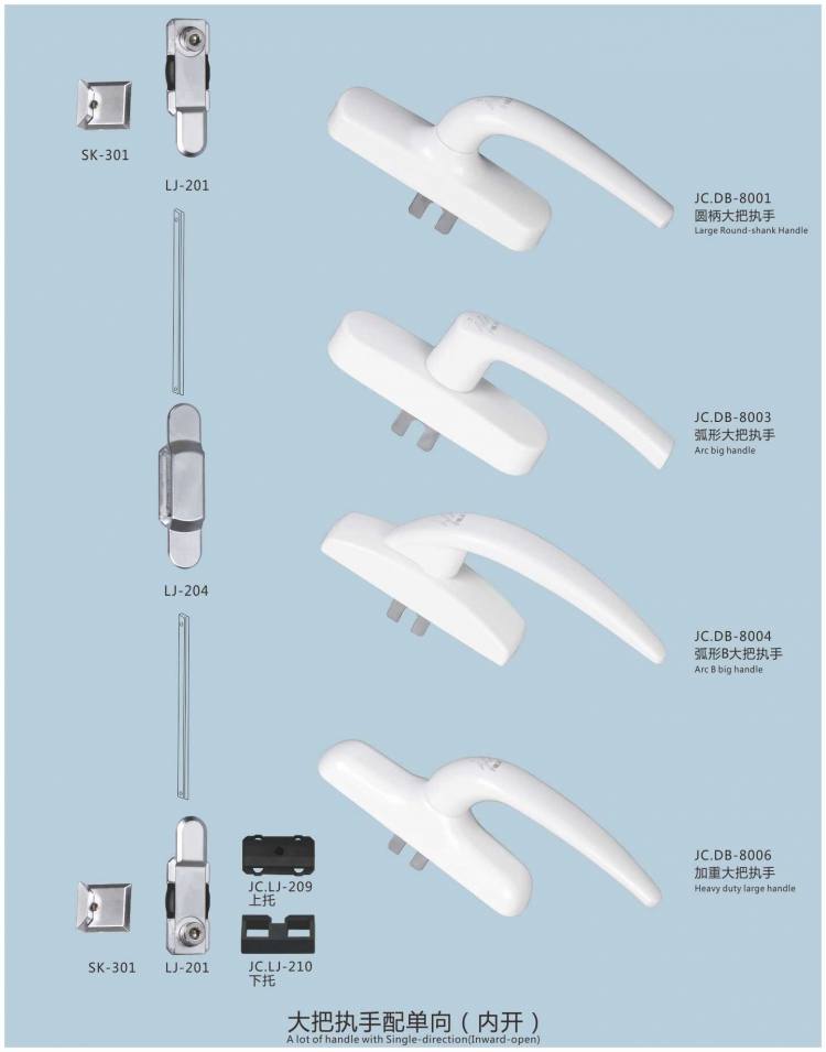 大把執(zhí)手配單向（內(nèi)開）