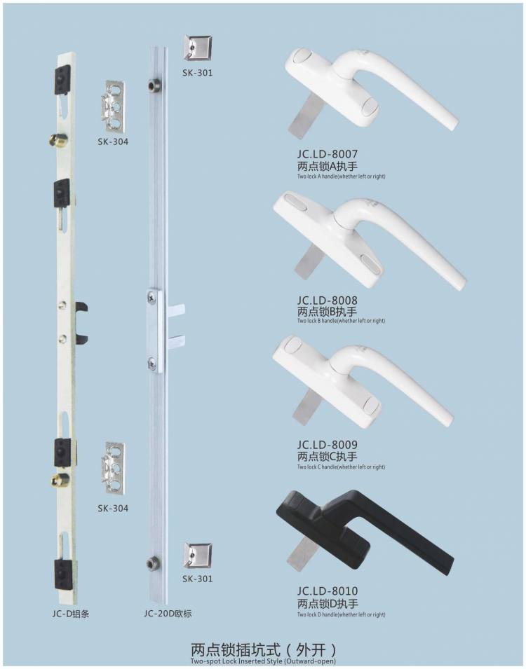兩點鎖插坑式（外開）