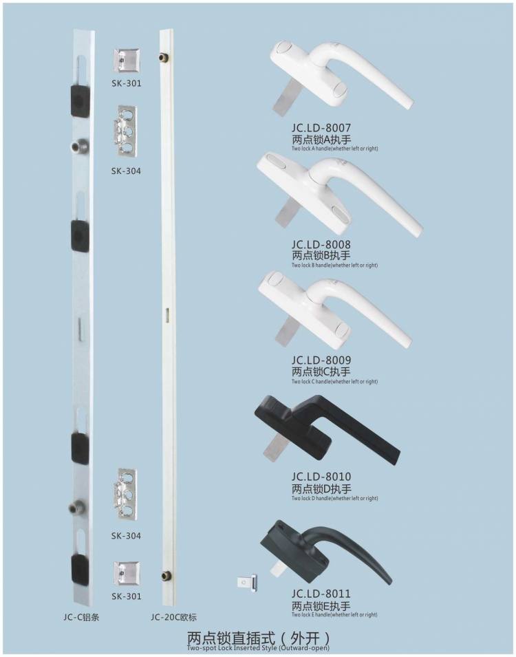 兩點鎖直插式（外開）