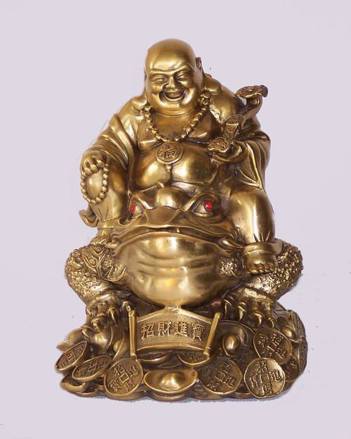 A3591 坐招財蟾蜍如意彌勒 佛像