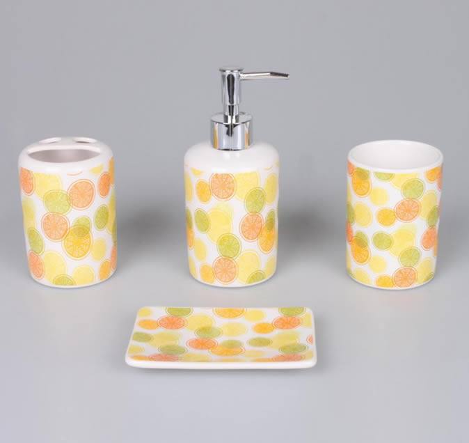 廠家直銷 圓形檸檬片 陶瓷套裝 衛浴四件套 靚麗家居