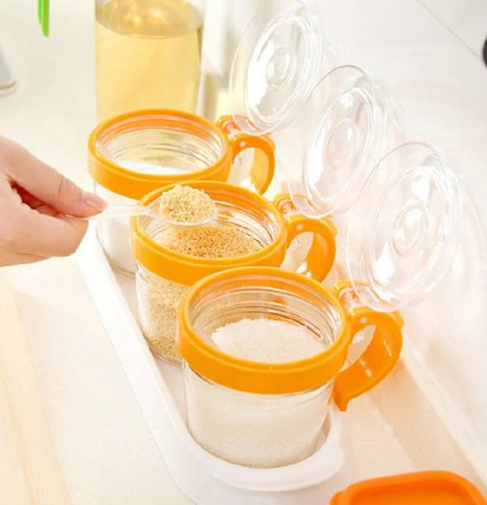 簡(jiǎn)約時(shí)尚 密封玻璃調(diào)味瓶組合-S004