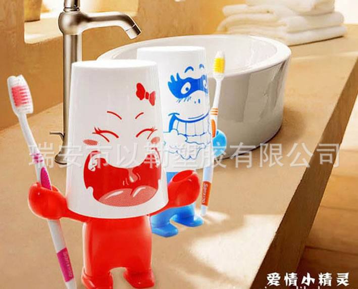 愛情大力士牙刷架 漱口杯+創意情侶牙刷架
