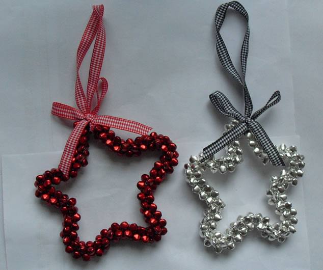 廠家直銷彩色鈴鐺 金粉鈴鐺噴塑彩色鐵絲麻絲圣誕工藝品五星鈴