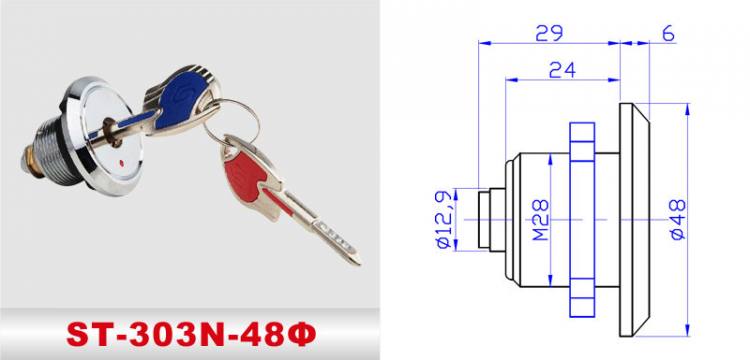 ST-303N-48Φ 險箱鎖、防盜鎖、通道鎖