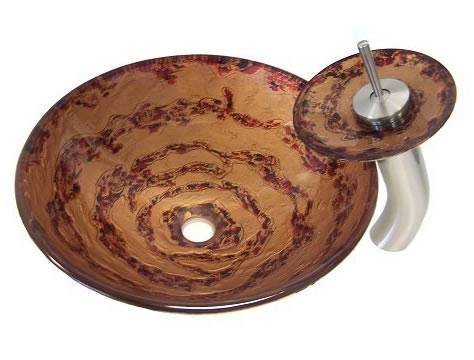 玻璃洗手盆、玻璃手繪盆、洗面盆、玻璃臺上盆/ 盥洗盆，藝術盆