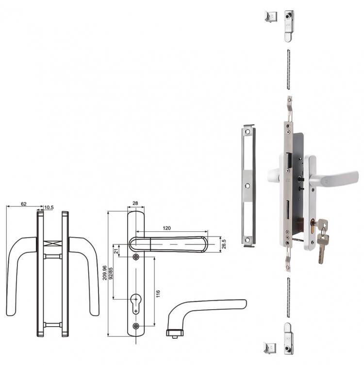 NMS004 多點平開門鎖（雙向）