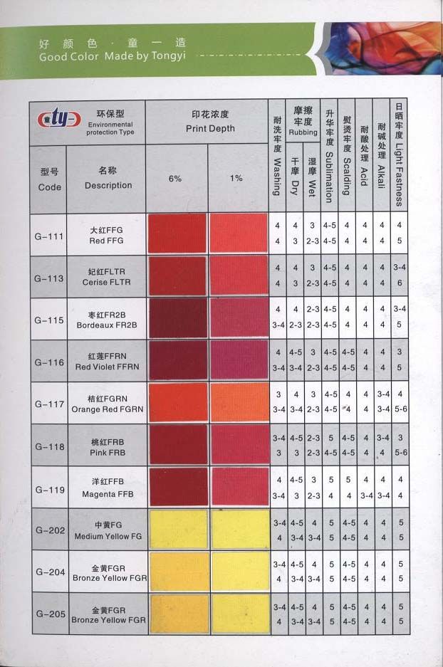 G系列（環保型）印花涂料色漿