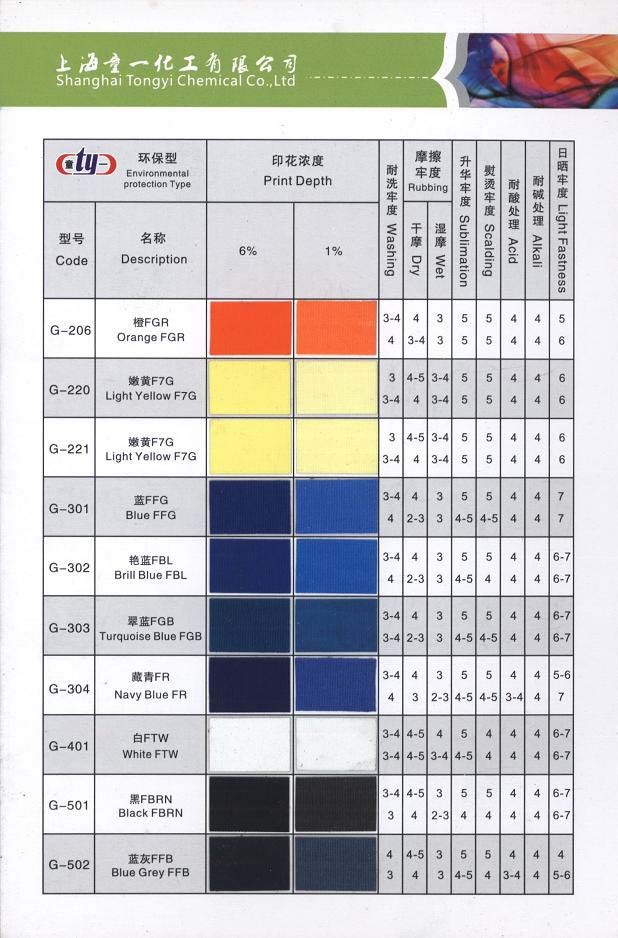 G系列（環保型）印花涂料色漿