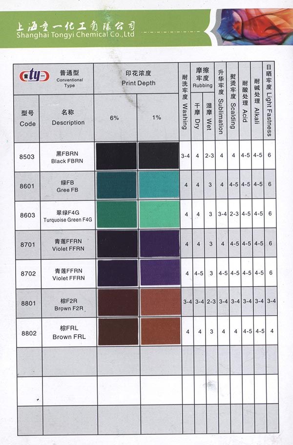 8型熒光 （普通型）印花涂料色漿