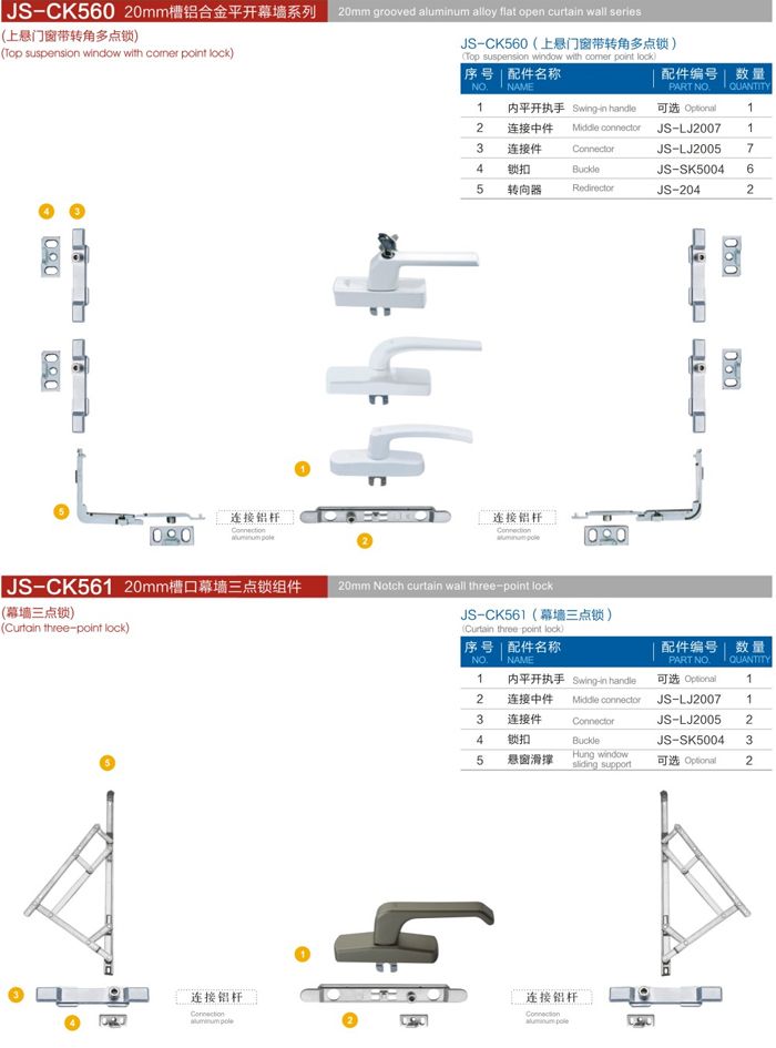 幕墻五金件 JS-CK560 門窗五金 門窗配件