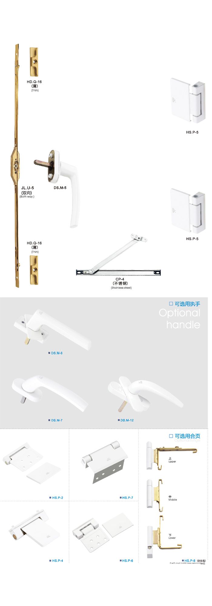 雙向內開U槽傳動組合配件 門窗板配件