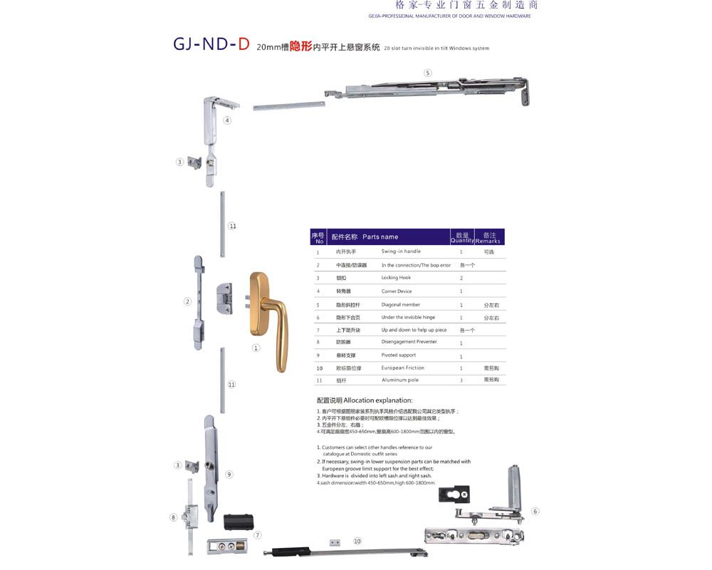 20槽隱形內(nèi)平開(kāi)上懸窗系統(tǒng) 門(mén)窗配件