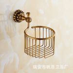 銅紙巾簍 仿古色圓形拉絲工藝 嵌入式安裝衛生間掛件