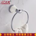 全銅歐式鍍鉻色鑲天然玉石毛巾環 衛生間毛巾架衛浴用品