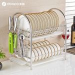 304不銹鋼碗架雙層瀝水架碗碟架廚房置物架收納晾放碗盤用品