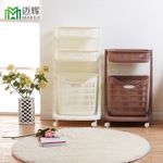 家居百貨浴室萬向輪置物架塑料臟衣籃衣物收納籃