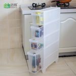 家居百貨廚房收納箱浴室抽屜式收納柜滑輪夾縫柜整理箱組合柜