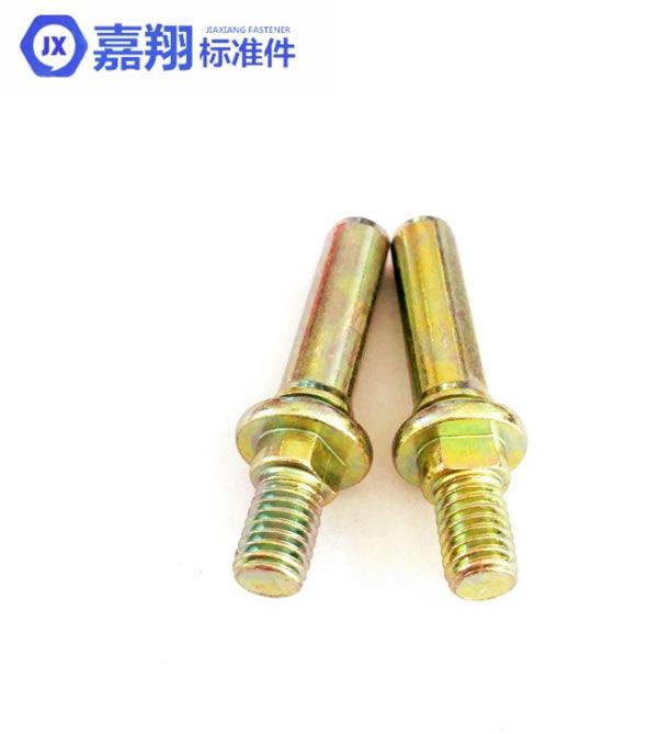 非標雙節螺栓 碳鋼 臺階單頭絲 螺桿軸 三價彩鋅JX009