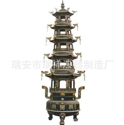 五層鐵寶鼎 鑄鐵長方香爐 