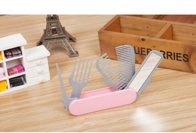 美發(fā)梳子 多功能便攜折疊5合1美容美發(fā)器編發(fā)器化妝鏡