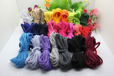 5MM彩色全棉紅黃藍綠黑紫粉色八股棉繩束口環(huán)保捆綁繩子熒光繩