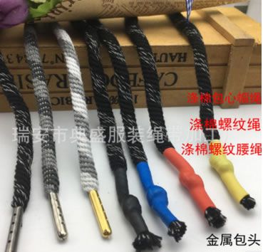 6mm黑白灰彩色實心螺紋滌棉圓繩褲腰繩化纖衣帽抽繩