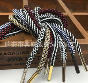 4-5MM粗二色三色黑白色包心實心滌綸金屬頭褲腰繩運動衣帽抽繩