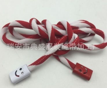 5mm黑白彩色包芯滌綸繩電腦提花繩i笑臉金屬頭圓實芯帽繩褲腰抽繩