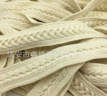 1.8CM寬滌棉化纖環(huán)保單色杏色單層辮子織帶繩扁褲繩帽抽繩