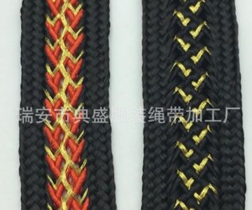 2CM寬環保丙綸PP金絲三色二色單層辮子織帶繩扁褲繩帽抽繩