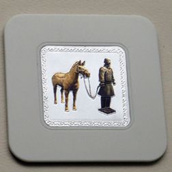 兵馬俑 鐳射浮雕杯墊 隔熱墊 家居餐廳日用小禮品