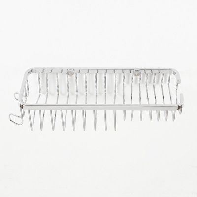 不銹鋼浴室衛生間簡約帶掛鉤置物架單層網籃