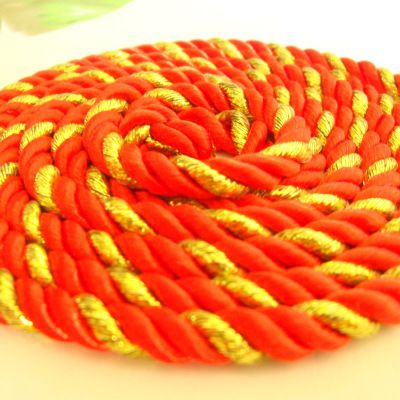 夾金絲滌綸三股手提繩 打頭扭繩 喜糖盒蛋糕裝飾禮品袋專用手挽繩