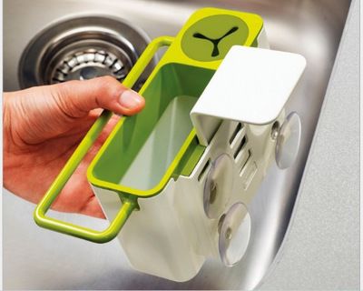 廚房多功能海綿瀝水器置物架 可掛式單層置物架抹布收納架