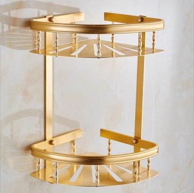 浴室置物架 仿古土豪金衛生間置物架 洗手間三角層架 衛浴收納架