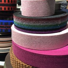 銀絲提花松緊帶、提花彈力帶，銀絲彩色織帶