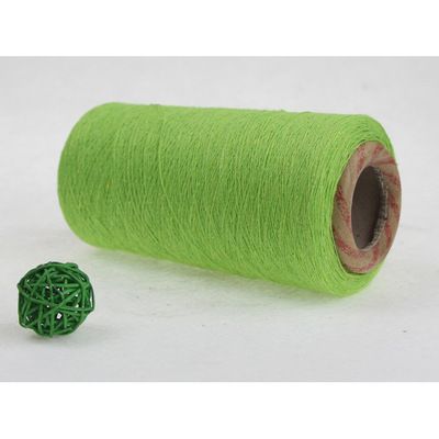 8~16支蘋果綠再生棉紗線，各色滌棉合股紗線