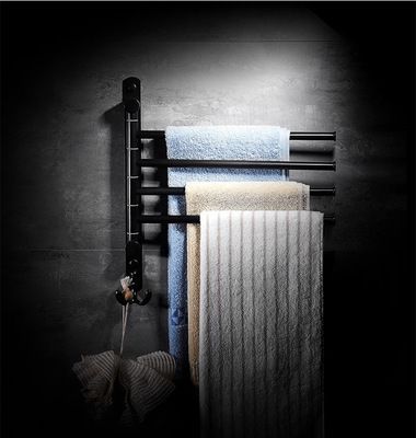 黑古銅色旋轉毛巾架衛生間不銹鋼活動毛巾桿浴室毛巾掛